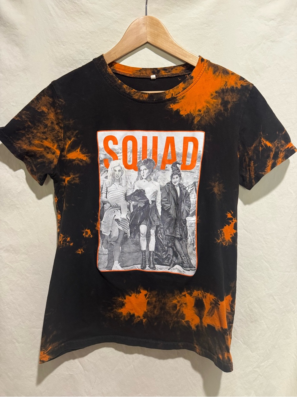 Sanderson Sisters "SQUAD" Graphic Tie-Dye Tee - Black & Orange